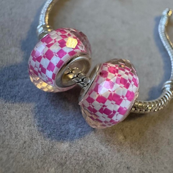 Two Pink Spacer Charms fits PANDORA - Picture 1 of 8